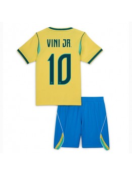 Otroški Nogometna dresi replika Brazilija Vinicius Junior #10 Domači SP 2026 Kratek rokav (+ hlače)